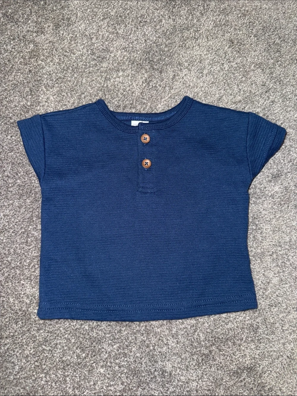 Navy Short-Sleeve Henley Tee for Baby